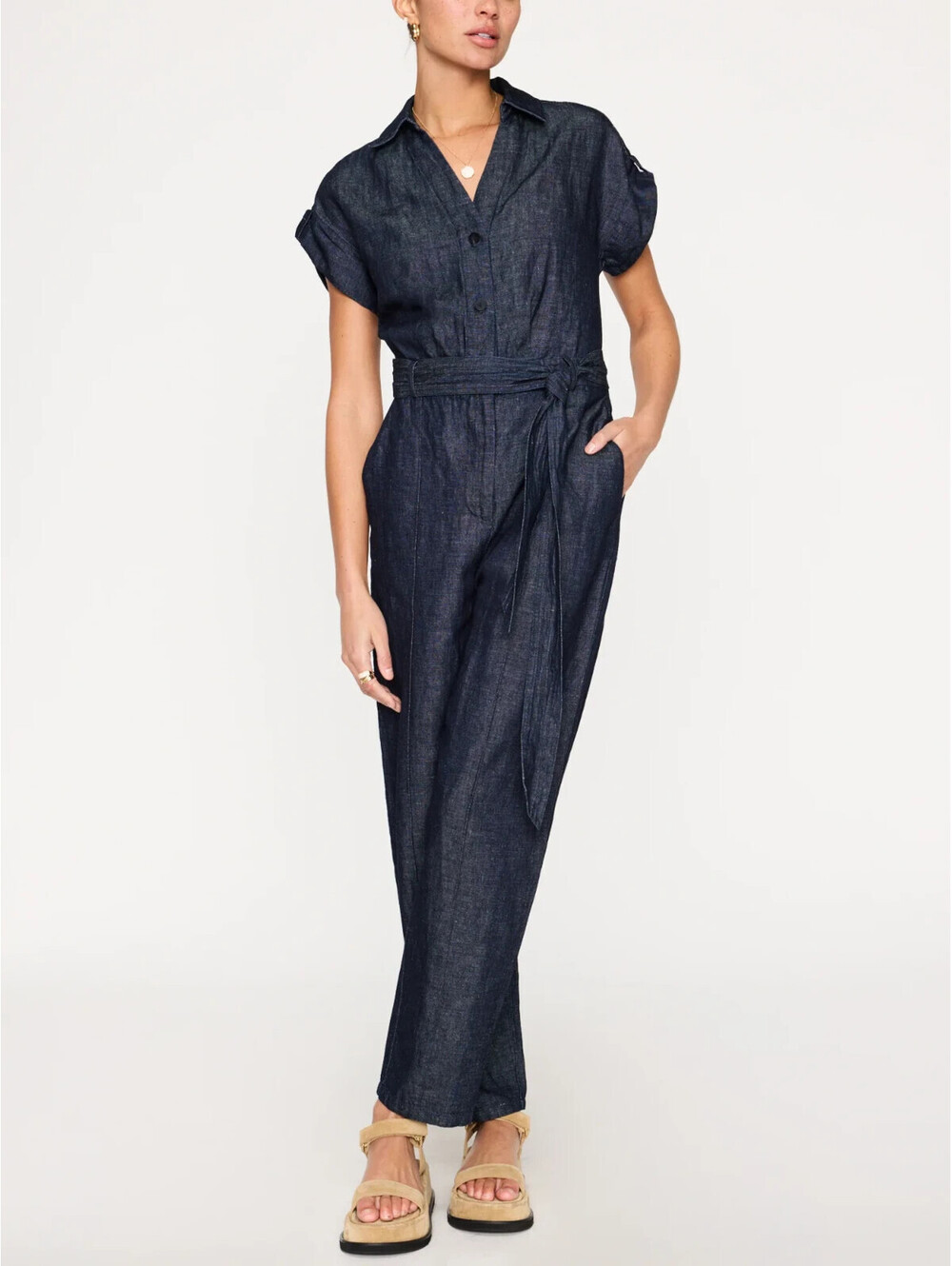 Brochu Walker The Banks Jumpsuit Womens MEDIUM M Navy Dark Blue Indigo